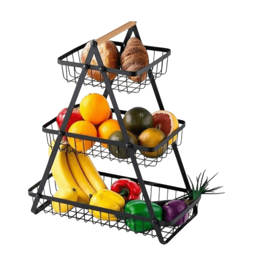 2 Tier Countertop Fruit Basket,Portable Fruit Bowle Basket for Kitchen Organizer Storage & Dining Room Fruits Vegetable Bread Snacks