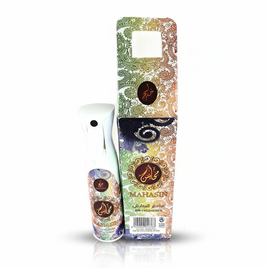 Khadlaj 320ml Mahasin Oud Al Ahbab Room Freshener Spray - Luxurious Arab Fragrance Water with Long-lasting Scent & Elegant Design