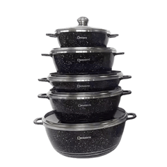 5-Piece Cookware Set with Ceramic-Marble Coating