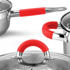 6-piece stainless steel cookware set, frying pan and saucepan included for all types of kitchens