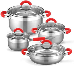 6-piece stainless steel cookware set, frying pan and saucepan included for all types of kitchens