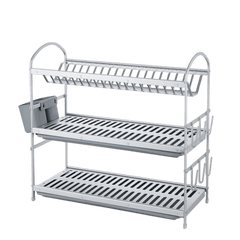 2-3 Tier Dish Drainer Rack, WHITE Dish Drying Rack Dish Rack with Drip Tray, Kitchen Drying Rack,Cutlery & Cutting Board Holder, Dish Drainer for Kitchen Counter