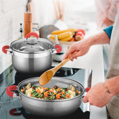 6-piece stainless steel cookware set, frying pan and saucepan included for all types of kitchens