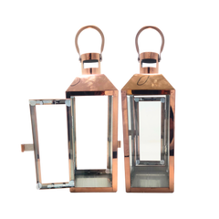 Rygcrud Modern Hurricane Candleholders Set of 3 Cuboid, Indoor Decorative Candle(Pillar) Lantern - 201 Stainless Steel and Glass, Perfect for Table Or Floor Decor. Ramadan Lanterns