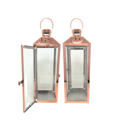 Rygcrud Modern Hurricane Candleholders Set of 3 Cuboid, Indoor Decorative Candle(Pillar) Lantern - 201 Stainless Steel and Glass, Perfect for Table Or Floor Decor. Ramadan Lanterns