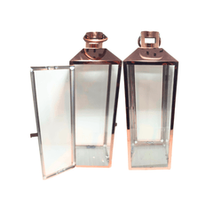 Rygcrud Modern Hurricane Candleholders Set of 3 Cuboid, Indoor Decorative Candle(Pillar) Lantern - 201 Stainless Steel and Glass, Perfect for Table Or Floor Decor. Ramadan Lanterns