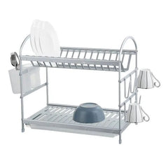 2-3 Tier Dish Drainer Rack, WHITE Dish Drying Rack Dish Rack with Drip Tray, Kitchen Drying Rack,Cutlery & Cutting Board Holder, Dish Drainer for Kitchen Counter