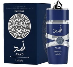 Lattafa Perfumes Asad Zanzibar 3.4 oz Eau de Parfum Spray ear in Luxurious Presentation