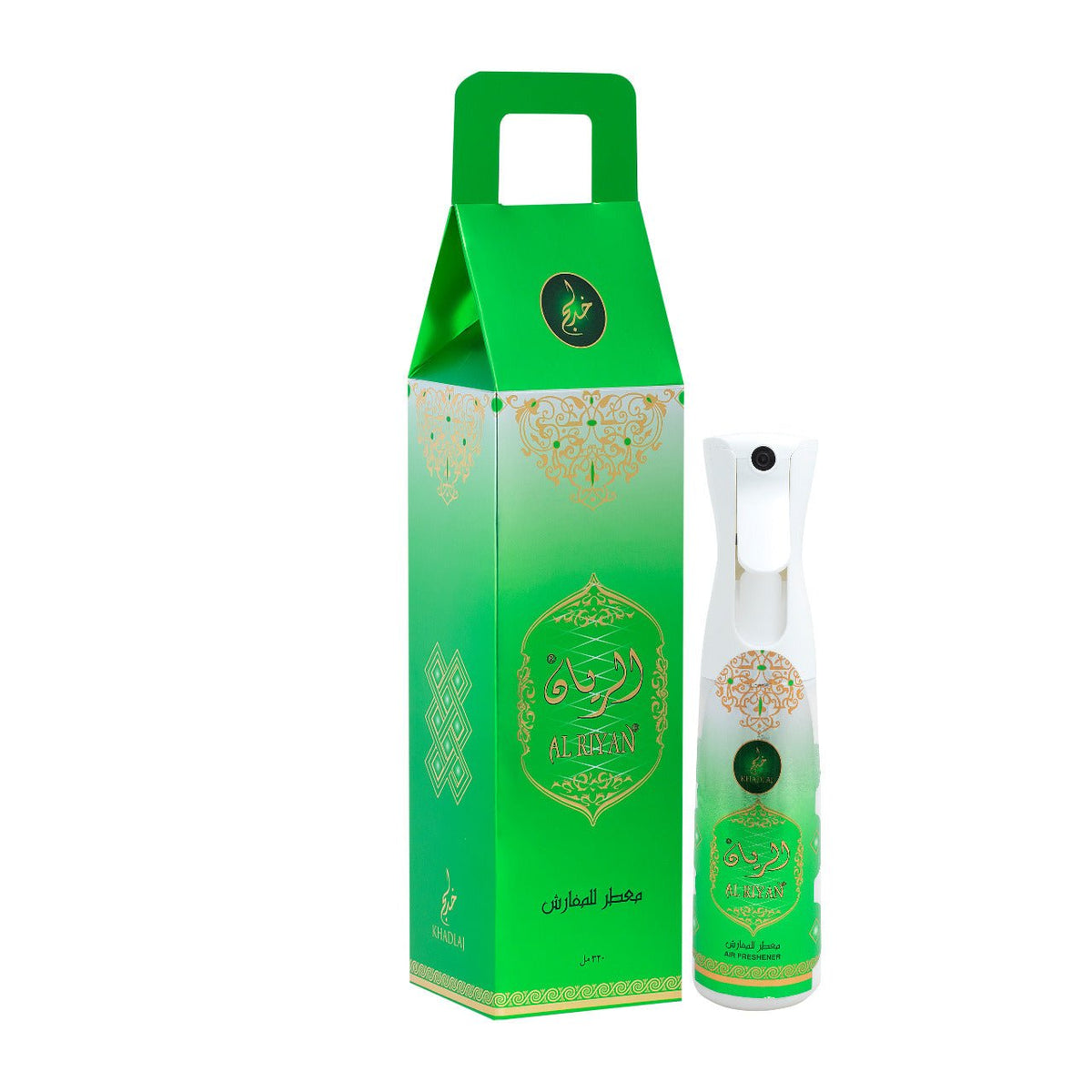 Khadlaj Mahasin Al Riyan Water-based Air Freshener 320 ml - Long-lasting, Alcohol-free, Luxurious Rose & Fruity Blend