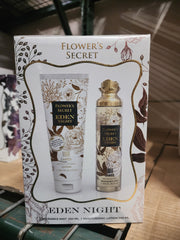 FLOWERS SECRET EDEN NIGHT by emper ( fragrance mist 250ml & moisturising lotion 250ml )